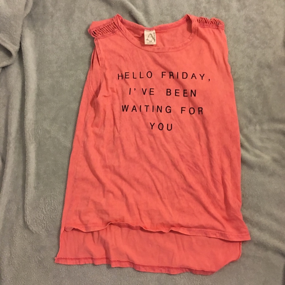 Coral Tank Top with cut out designs at shoulders